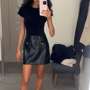 Alice and Olivia Sydney Faux Leather A Line Mini Dress size 0